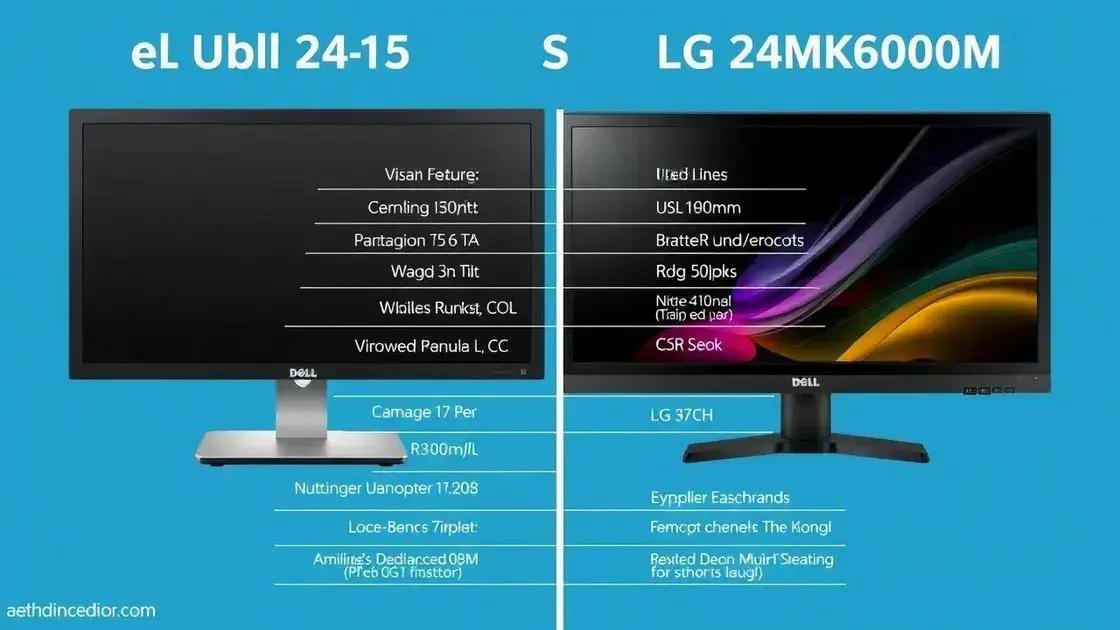 Comparação de especificações técnicas entre Dell e LG Comparação de especificações técnicas entre Dell e LG
