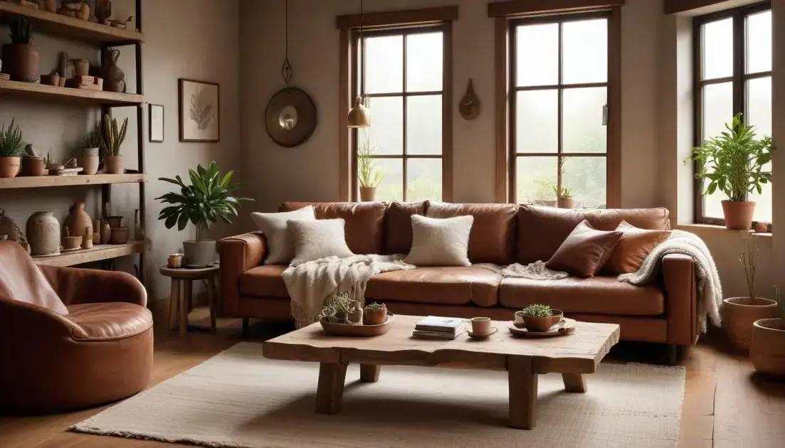 materiais e móveis essenciais: madeira, couro e tecidos